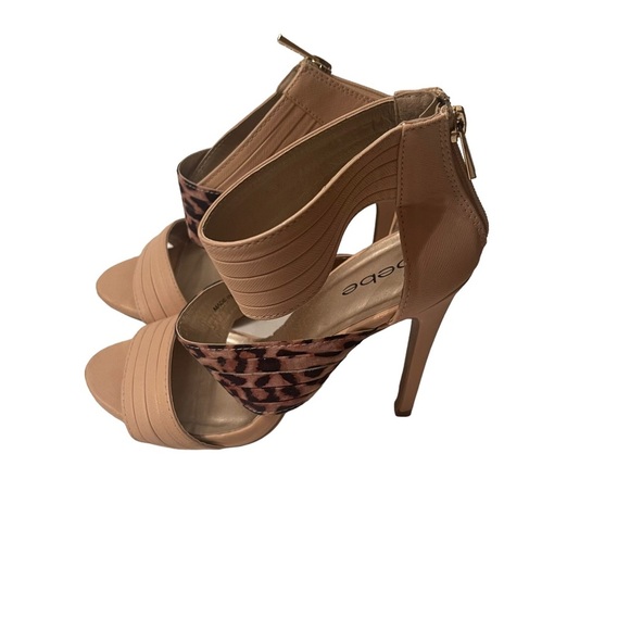 Bebe Stiletto Heel Leopard Print Back Zippered Shoes Size 9 - Picture 4 of 8